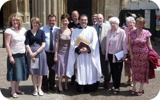 Fr David Stevenson surrounded by friends at his ordination as a Deacon